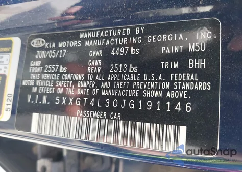 2018 Kia Optima Lx z USA, uszkodzony, nr VIN 5XXGT4L30JG191146